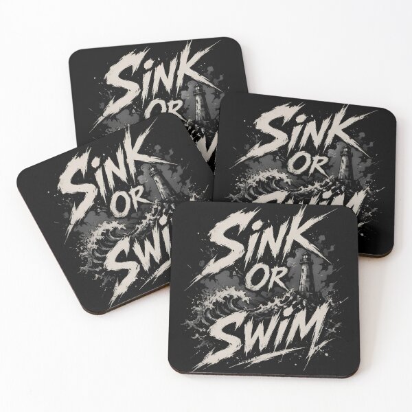 Item preview, Sink or Swim - Vintage Lighthouse Ocean Waves Typography designed and sold by milano picks.