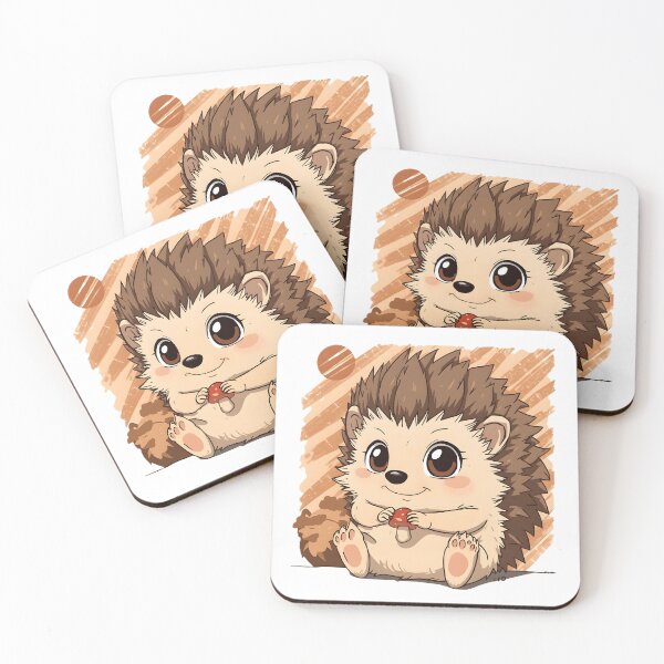 Item preview, Cute Kawaii Hedgehog Sticker | Adorable Baby Hedgehog Holding Mushroom Cartoon designed and sold by dreamz-world.