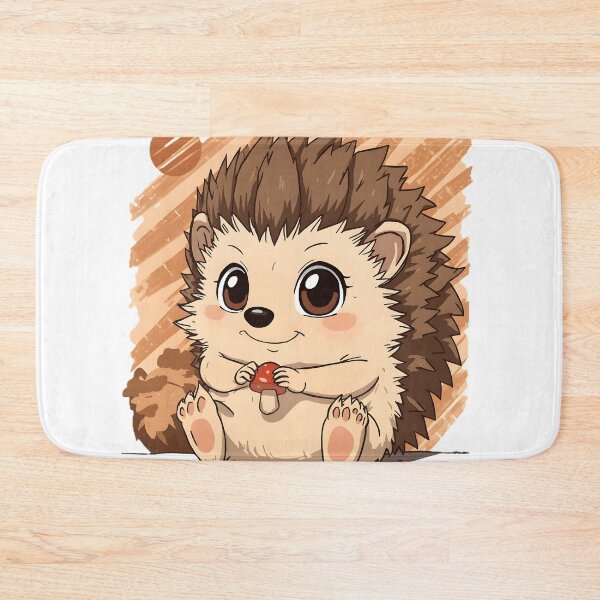Item preview, Cute Kawaii Hedgehog Sticker | Adorable Baby Hedgehog Holding Mushroom Cartoon designed and sold by dreamz-world.