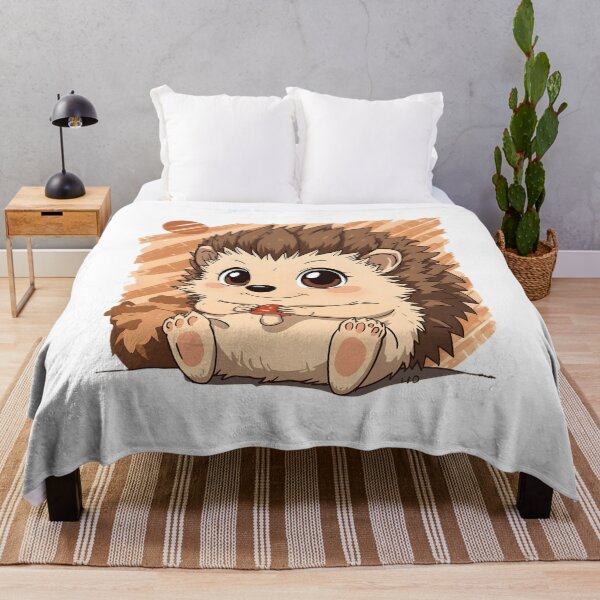 Artikelvorschau, Niedlicher Kawaii-Igel-Aufkleber | Entzückender Baby-Igel mit Pilz (Cartoon) entworfen und verkauft von dreamz-world.