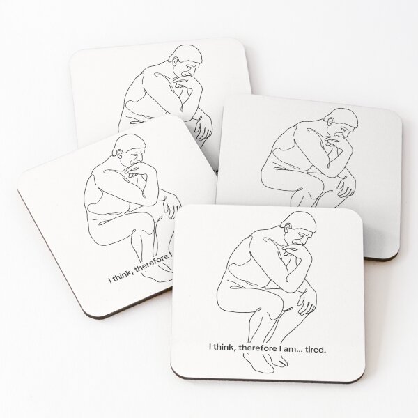 Item preview, Funny Philosophy Line Art - I Think Therefore I Am Tired designed and sold by MAGDY CANVAS.