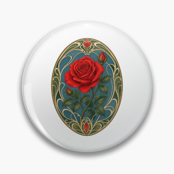 Item preview, Art Nouveau Red Rose Floral Vintage designed and sold by AntiqueImages.