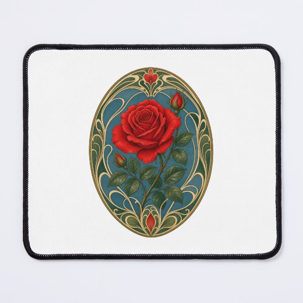 Item preview, Art Nouveau Red Rose Floral Vintage designed and sold by AntiqueImages.