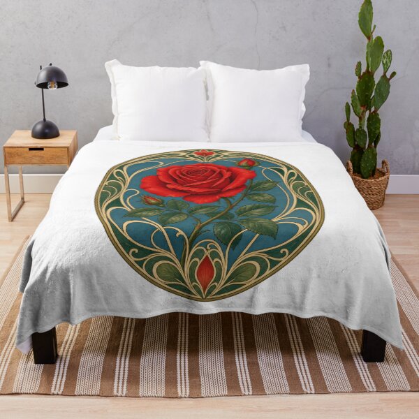 Item preview, Art Nouveau Red Rose Floral Vintage designed and sold by AntiqueImages.