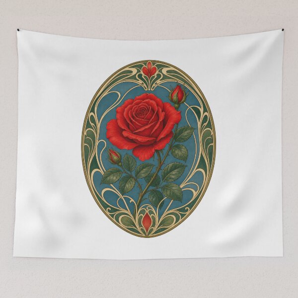 Item preview, Art Nouveau Red Rose Floral Vintage designed and sold by AntiqueImages.