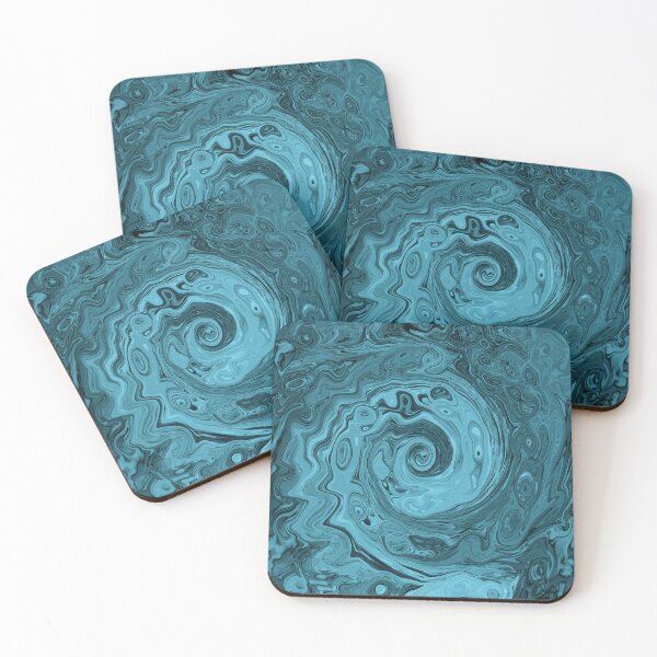 Item preview, Groovy Retro Abstract Black and Teal Swirl designed and sold by myrubiogarden.