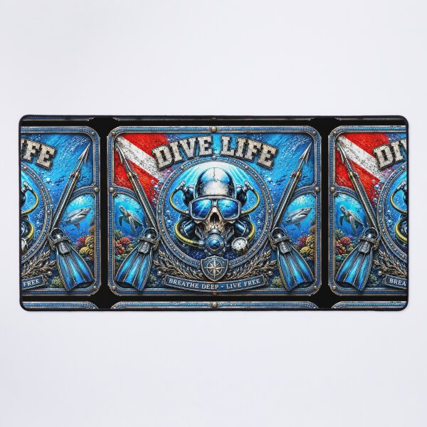 Item preview, Dive Life Skull Scuba Diving Challenge Coin Wall Art | Breathe Deep Live Free Ocean Diver Design designed and sold by artistwill.
