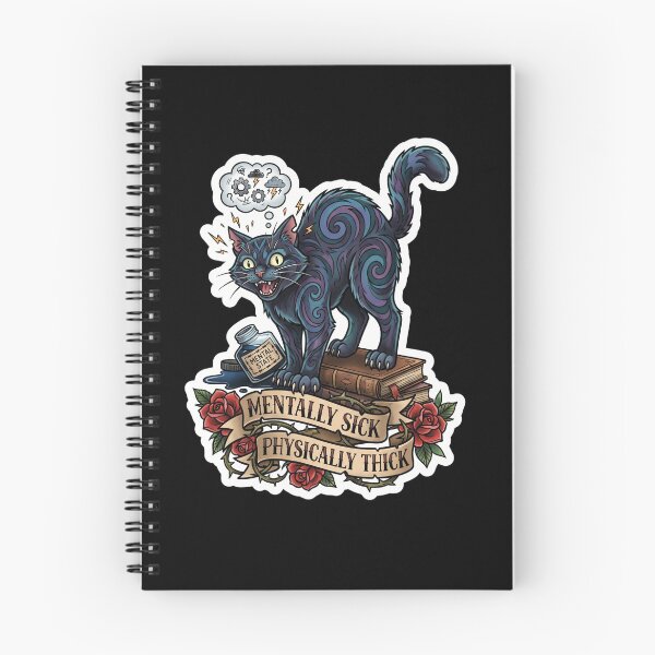 Item preview, Mentally Sick Physically Thick Angry Black Cat Tattoo designed and sold by thenewall.