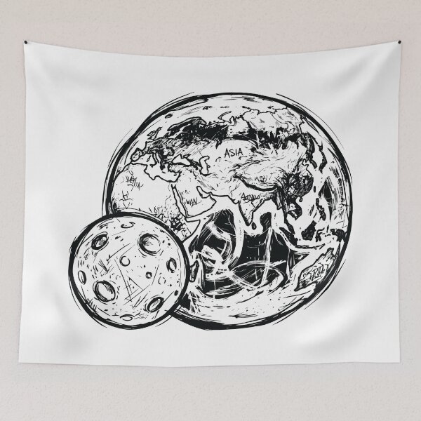Item preview, Rough Sketch Planet Earth and Moon designed and sold by BHP Studio.