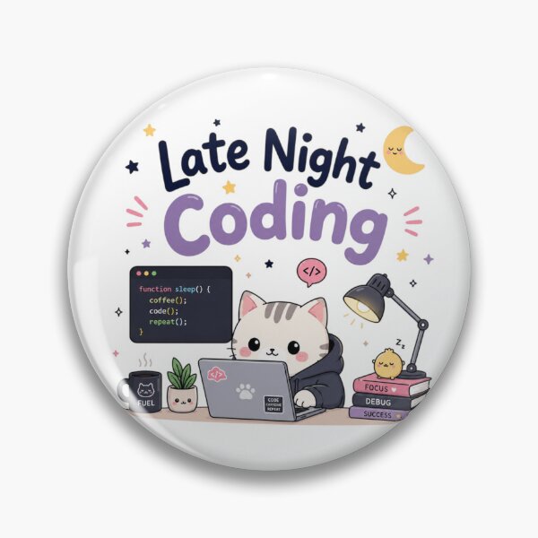 Item preview, Late Night Coding Cute Programmer Cat | Funny Developer & Coder Aesthetic Design designed and sold by Sanika arts .