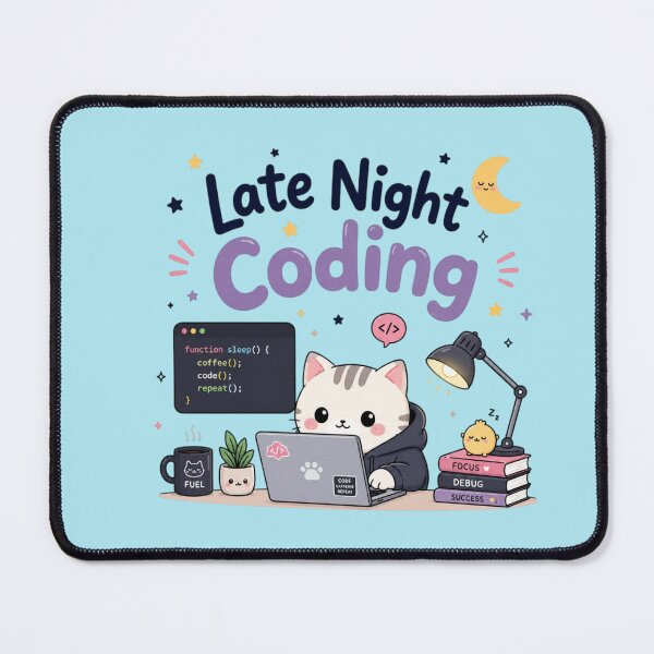 Item preview, Late Night Coding Cute Programmer Cat | Funny Developer & Coder Aesthetic Design designed and sold by Sanika arts .
