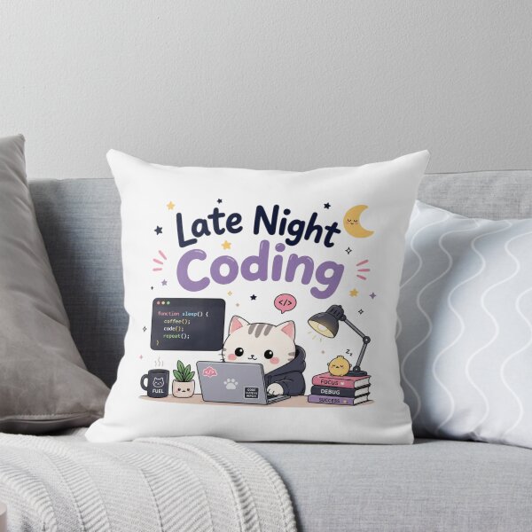 Item preview, Late Night Coding Cute Programmer Cat | Funny Developer & Coder Aesthetic Design designed and sold by Sanika arts .