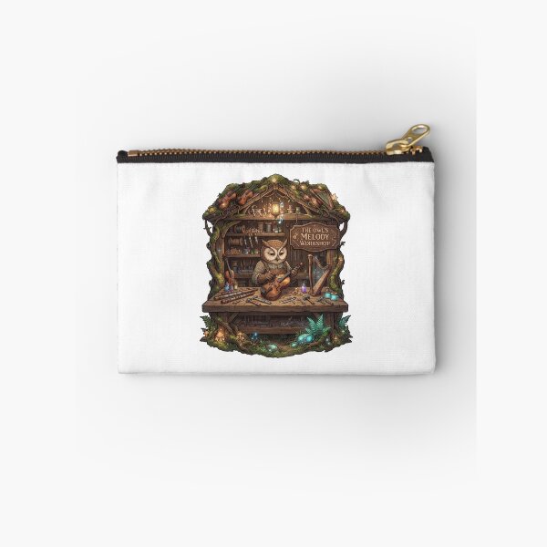 Item preview, The Owl's Melody Workshop | Whimsical Owl Luthier | Enchanted Musical Instrument Maker Fantasy Illustration designed and sold by MrDev.