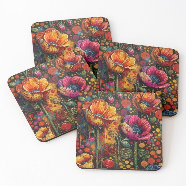 Item preview, Jeweled Poppy Flower Abstract Art  designed and sold by Beyond The Canvas.