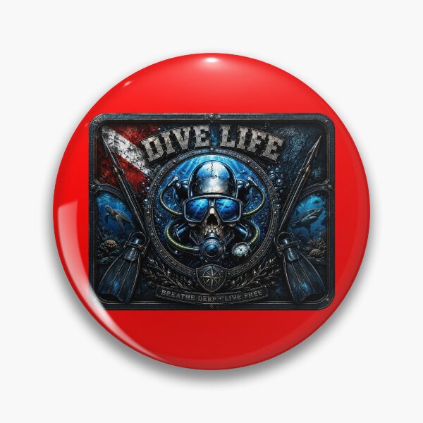 Item preview, Dive Life Skull Scuba Diving Wall Art | Breathe Deep Live Free Ocean Diver Design designed and sold by artistwill.