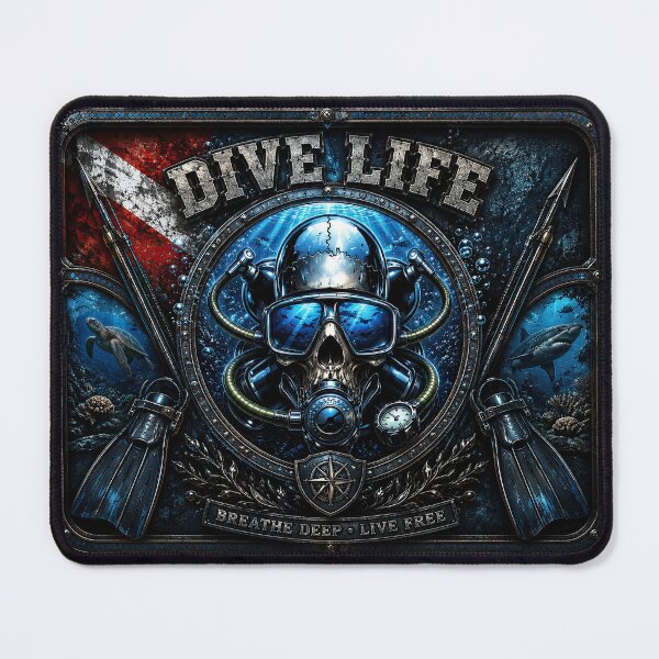 Item preview, Dive Life Skull Scuba Diving Wall Art | Breathe Deep Live Free Ocean Diver Design designed and sold by artistwill.