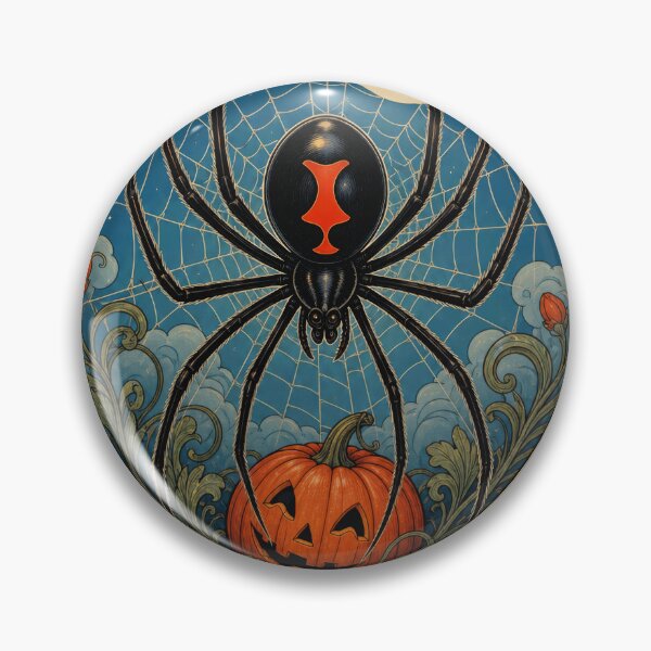 Item preview, Art Nouveau Black Widow Spider Halloween Pumpkin designed and sold by AntiqueImages.