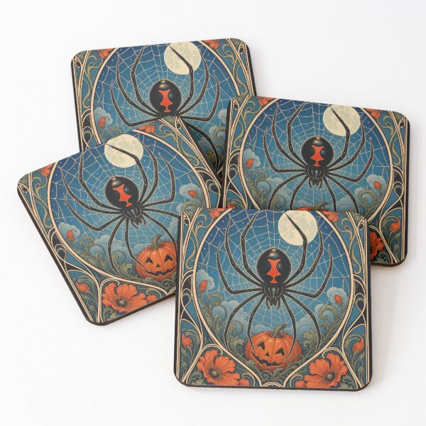 Item preview, Art Nouveau Black Widow Spider Halloween Pumpkin designed and sold by AntiqueImages.