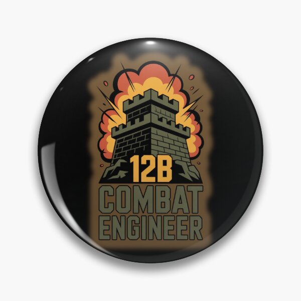 Item preview, 12B Combat Engineer — U.S. Army MOS Fortress Tower Emblem with Explosion Military Graphic designed and sold by GFamilyC.