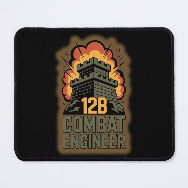 Item preview, 12B Combat Engineer — U.S. Army MOS Fortress Tower Emblem with Explosion Military Graphic designed and sold by GFamilyC.