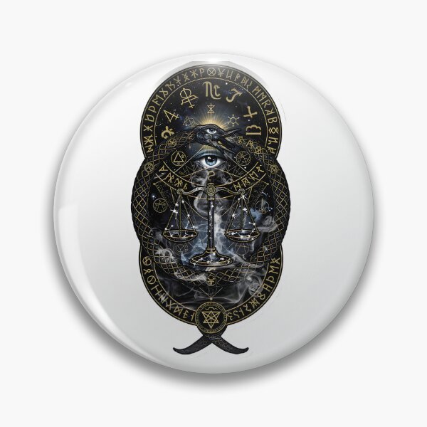 Item preview, Libra Dark Occult Runes Eye Scales Mystic Zodiac Art designed and sold by Zodiac Celestial Art.
