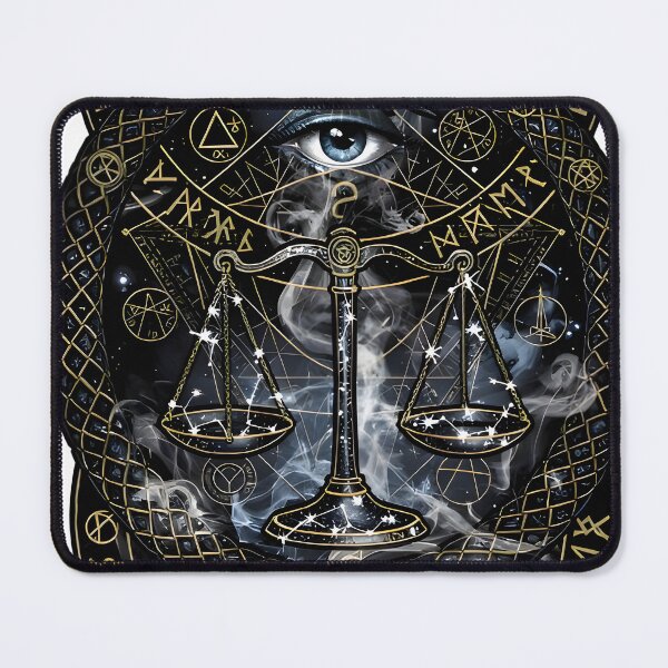 Item preview, Libra Dark Occult Runes Eye Scales Mystic Zodiac Art designed and sold by Zodiac Celestial Art.