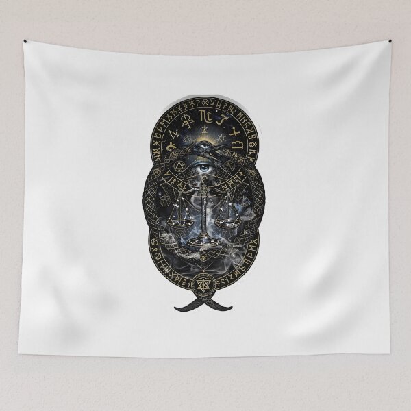 Item preview, Libra Dark Occult Runes Eye Scales Mystic Zodiac Art designed and sold by Zodiac Celestial Art.