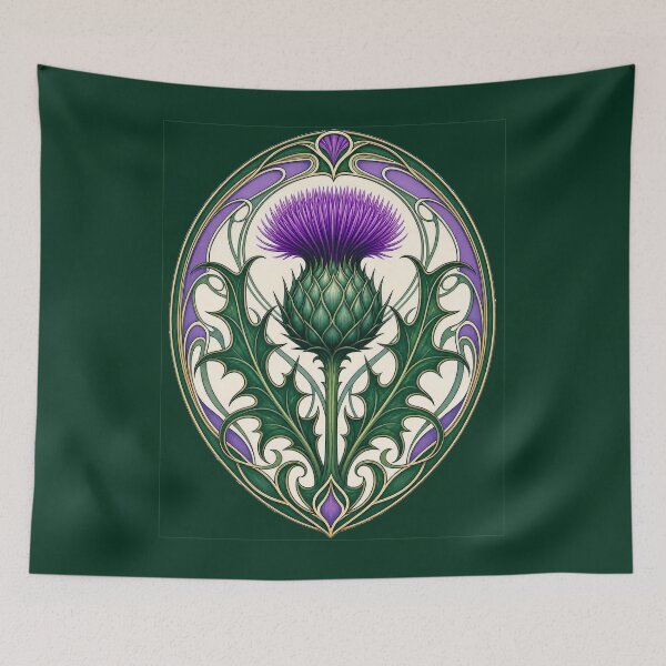 Item preview, Art Nouveau Scottish Thistle Botanical Design designed and sold by AntiqueImages.