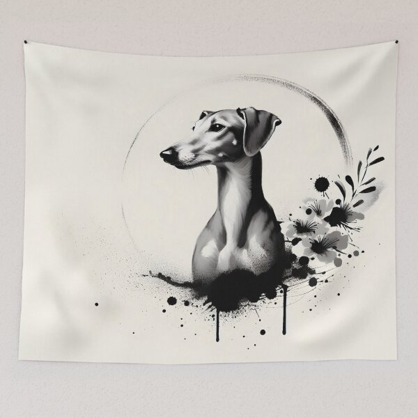 Item preview, GALAGO - Ukiyo-e Suibokuga Greyhounds - Quiet Bloom designed and sold by GALOGO – Art for Sighthounds & Animal Welfare.