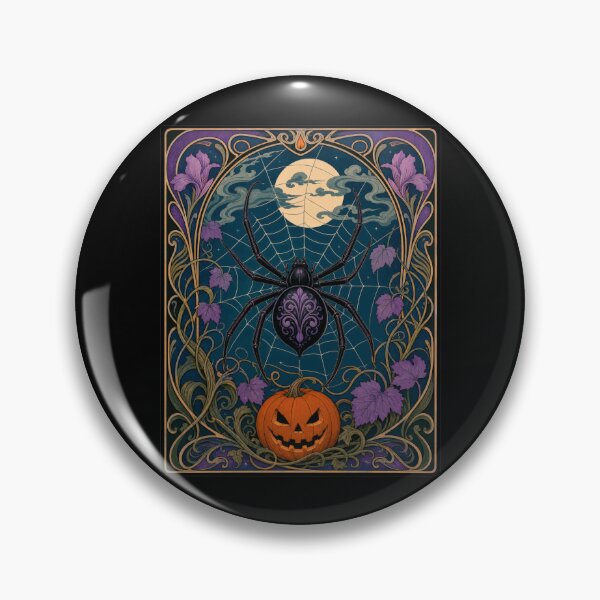 Item preview, Art Nouveau Spider Pumpkin Halloween Moon designed and sold by AntiqueImages.