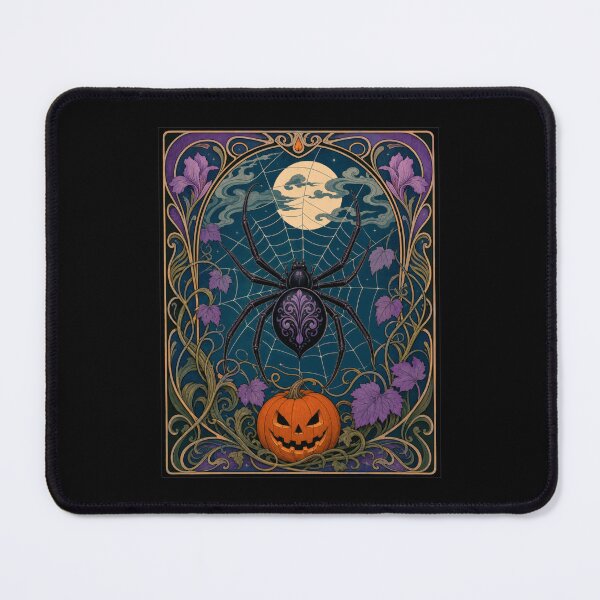 Item preview, Art Nouveau Spider Pumpkin Halloween Moon designed and sold by AntiqueImages.