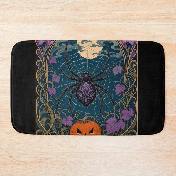 Item preview, Art Nouveau Spider Pumpkin Halloween Moon designed and sold by AntiqueImages.