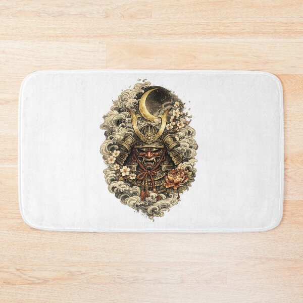 Item preview, Crescent Moon Samurai Helmet | Japanese Oni Mask Warrior | Vintage Ukiyo-e Fantasy Art designed and sold by MrDev.