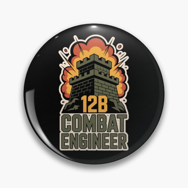 Item preview, 12B Combat Engineer — U.S. Army MOS Fortress Tower Emblem with Explosion Military Graphic Outlined designed and sold by GFamilyC.