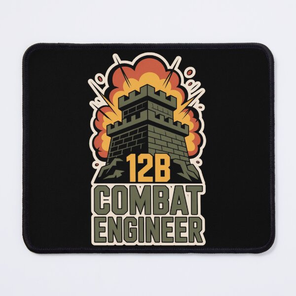 Item preview, 12B Combat Engineer — U.S. Army MOS Fortress Tower Emblem with Explosion Military Graphic Outlined designed and sold by GFamilyC.
