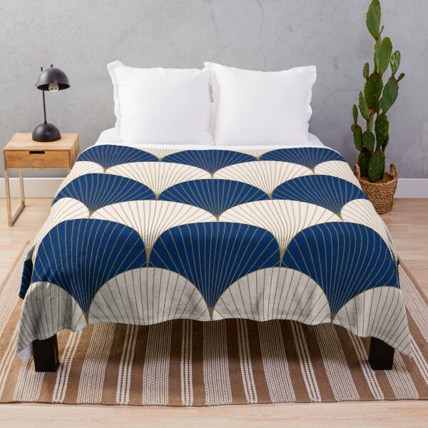 Item preview, Art Deco Fan Pattern | Elegant Navy Blue & Gold Geometric Seamless Design designed and sold by Purple Moon .