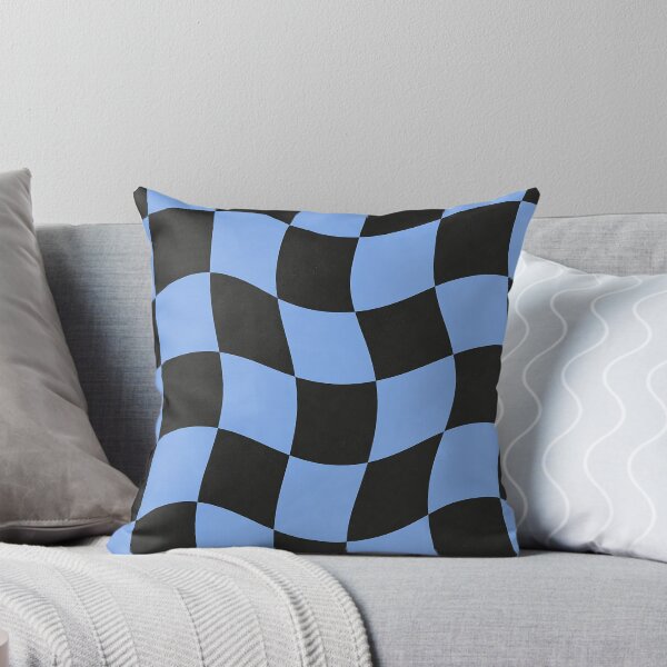 Item preview, Wavy Blue Black Checkerboard Retro Groovy Pattern designed and sold by Aureva Arts Shop.