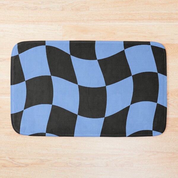 Item preview, Wavy Blue Black Checkerboard Retro Groovy Pattern designed and sold by Aureva Arts Shop.
