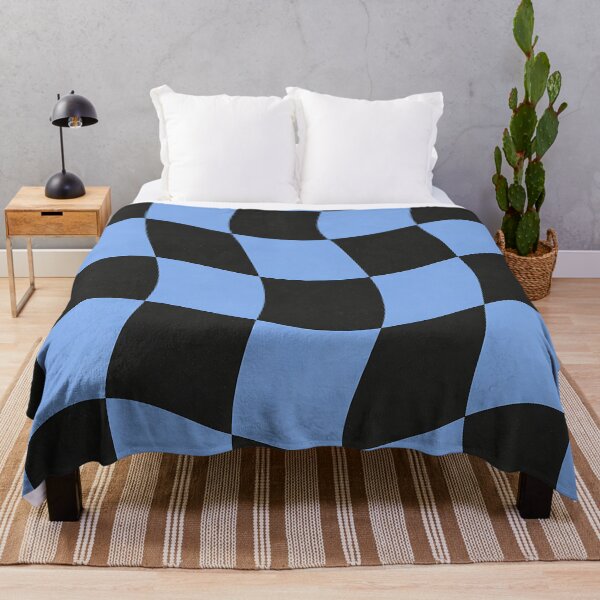 Item preview, Wavy Blue Black Checkerboard Retro Groovy Pattern designed and sold by Aureva Arts Shop.