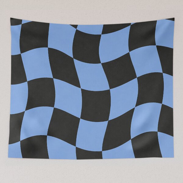 Item preview, Wavy Blue Black Checkerboard Retro Groovy Pattern designed and sold by Aureva Arts Shop.