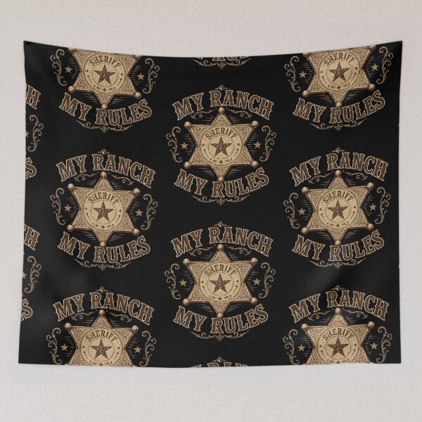 Item preview, My Ranch My Rules Vintage Western Sheriff Badge Graphic designed and sold by Anyshca.