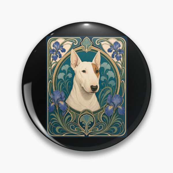 Item preview, Bull Terrier Dog Art Nouveau Iris Floral Design designed and sold by AntiqueImages.
