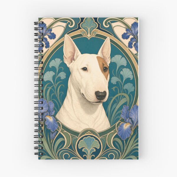 Item preview, Bull Terrier Dog Art Nouveau Iris Floral Design designed and sold by AntiqueImages.