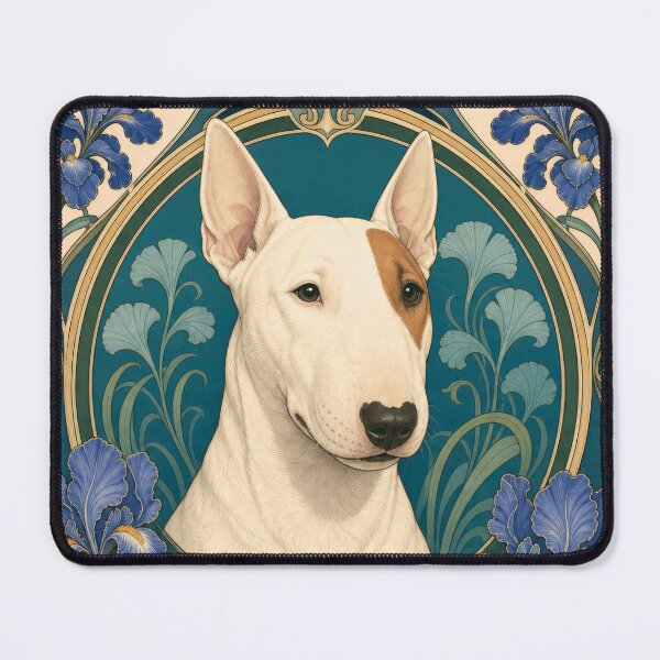 Item preview, Bull Terrier Dog Art Nouveau Iris Floral Design designed and sold by AntiqueImages.