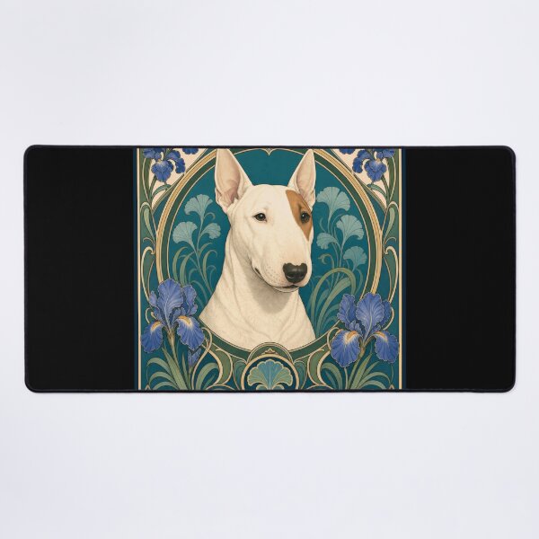 Item preview, Bull Terrier Dog Art Nouveau Iris Floral Design designed and sold by AntiqueImages.
