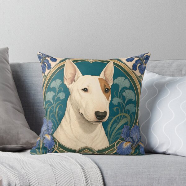 Item preview, Bull Terrier Dog Art Nouveau Iris Floral Design designed and sold by AntiqueImages.