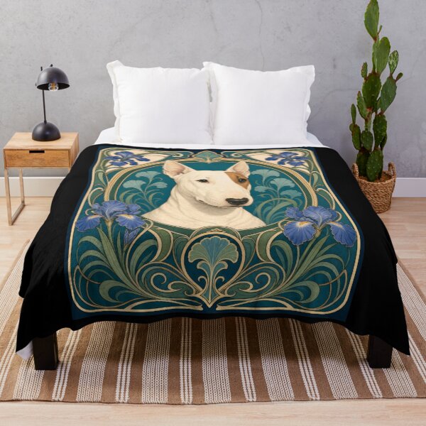 Item preview, Bull Terrier Dog Art Nouveau Iris Floral Design designed and sold by AntiqueImages.