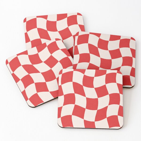 Item preview, Wavy Checkerboard Pattern — Retro Red and Cream Abstract Design designed and sold by Aureva Arts Shop.