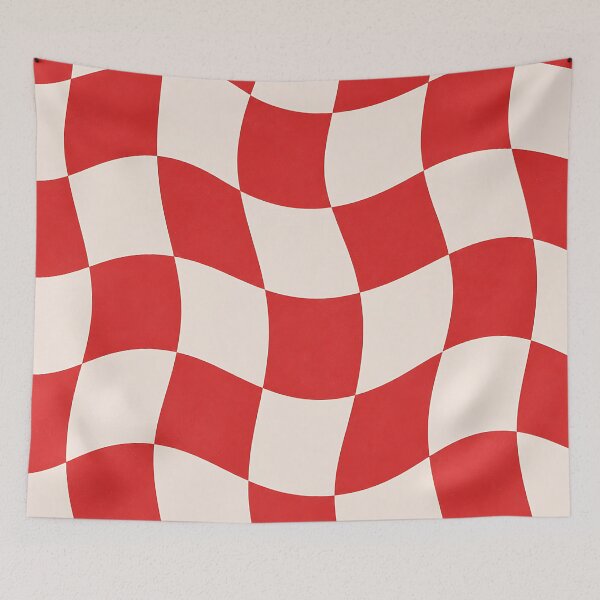 Item preview, Wavy Checkerboard Pattern — Retro Red and Cream Abstract Design designed and sold by Aureva Arts Shop.