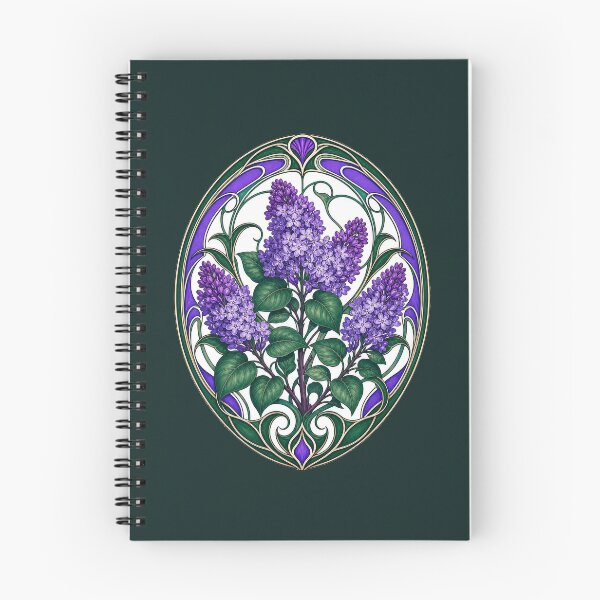 Item preview, Art Nouveau Lilac Floral Stained Style designed and sold by AntiqueImages.